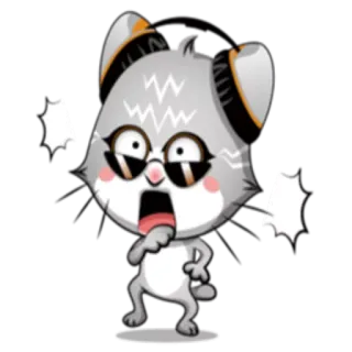 😡 gato, impactado, sorprendido, dibujos animados, animal, expresión whatsapp sticker