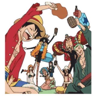 🥳 Monkey D. Luffy One Piece anime, cartoon, celebration, party, one piece, luffy, straw hat pirates telegram sticker