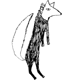 😕 fox, animal, drawing, sketch, illustration telegram sticker