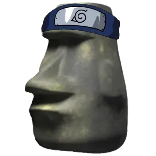 🗿 โมไอ, เกาะอีสเตอร์, หิน, ผ้าคาดหัว, อนิเมะ, นารูโตะ telegram sticker