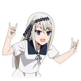 🤘 Anime, Chica, Personaje, Lindo, Pose, Animación whatsapp sticker