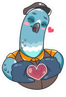 😘 piccione, cuore, amore, cartone animato, animale, uccello telegram sticker