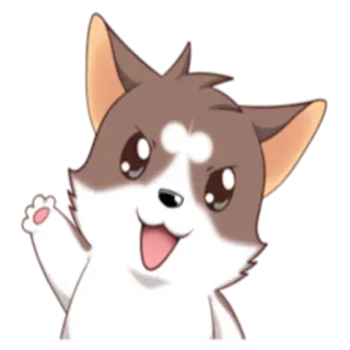 🙂 anjing, hewan, kartun, lucu, peliharaan, salam, melambai whatsapp sticker