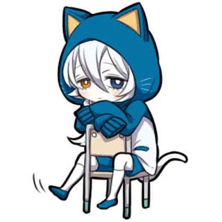 😔 anime, cat, chibi, cute, sad, digital art, cartoon telegram sticker
