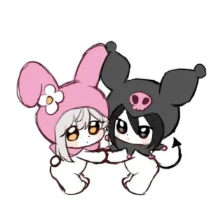 ❤ My Melody, Kuromi My Melody, Kuromi, Sanrio, lindo, kawaii, dibujos animados, anime telegram sticker