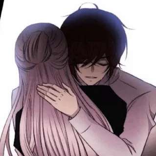 🥀 peluk, merangkul, cinta, kasih sayang, anime, pasangan, romantis whatsapp sticker