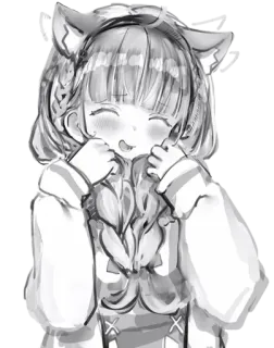 😍 Anime, orelhas de gato, fofo, esboço, mangá, ilustração whatsapp sticker