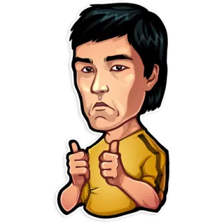 👍 Bruce Lee Bruce Lee, thumbs up, martial arts, sticker, yellow tracksuit telegram sticker