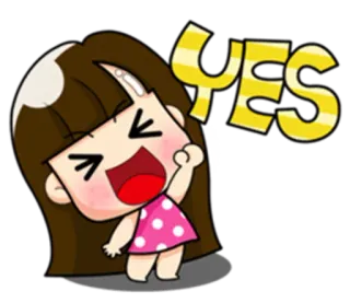 ✊ YES yes, affirmative, agree, excited, cartoon, girl, celebration whatsapp sticker