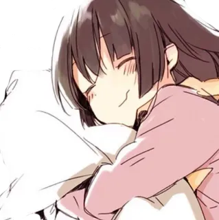 😪 อนิเมะ, ผู้หญิง, นอนหลับ, หมอน, น่ารัก, คาวาอิ, กอด telegram sticker