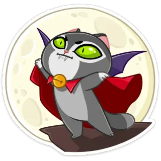 🌖 Katze, Vampir, Cartoon, Tier, Mond, Aufkleber telegram sticker