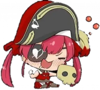 🍺 Houshou Marine Hololive Anime, Chibi, Hololive, Vtuber, Houshou Marine, Pirate, Crâne telegram sticker