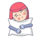 😴 Kreskówka, Poduszka, Sen, Przytulanie, Dziewczyna telegram sticker
