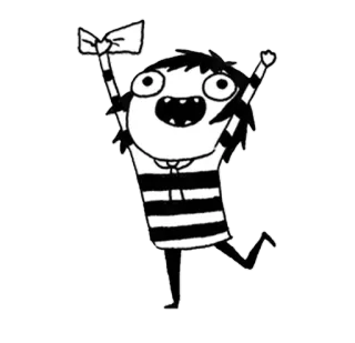 🔮 Desenho animado, Preto e branco, Personagem, Feliz telegram sticker