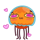 😘 ubur-ubur, imut, cinta, kartun, menggemaskan telegram sticker