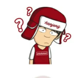 🕴 kanjeng вопрос, в замешательстве, мультик, персонаж, шляпа, Канженг telegram sticker
