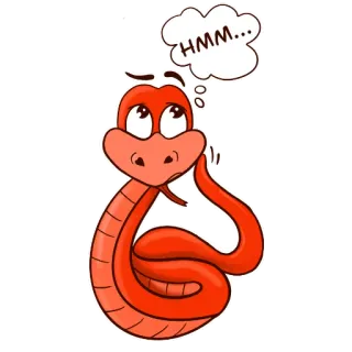 💭 HMM... serpent, hmm, penser, dessin animé, rouge, question whatsapp sticker