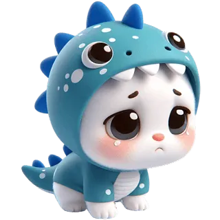😔 かわいい, 恐竜, 猫, 悲しい, 動物, 漫画, マスコット telegram sticker