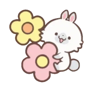 🐰 bunny, rabbit, cute, flower, kawaii, cartoon, animal telegram sticker