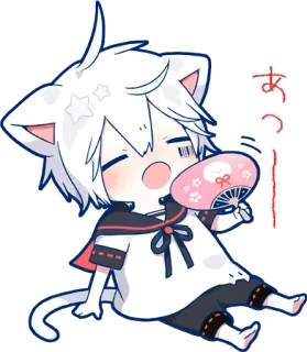 🔥 あつい Chibi, Fan, Anime, Chat, Oreilles telegram sticker