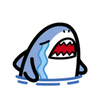 🐯 squalo, piangere, triste, animale, cartone animato, carino whatsapp sticker