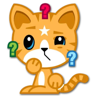 ❓ Katze, Fragezeichen, verwirrt, denken, süß, Cartoon whatsapp sticker