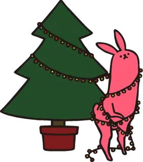 😝 Hase, Weihnachten, Weihnachtsbaum, Feiertage, süß, Cartoon whatsapp sticker