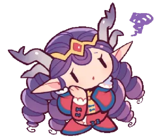 🤔 엘프, 판타지, 귀여운, 만화, 캐릭터, 보라색 telegram sticker