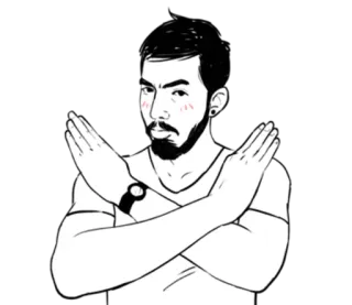 ❌ man, arms crossed, cartoon, character, illustration telegram sticker
