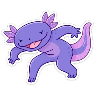 😊 Axolotl, lila, Tier, süß, Aufkleber telegram sticker