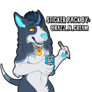 🐕 STICKER PACK BY: @RAZZ_N_CREAM autocollant, furry, chien, anthro, dessin animé whatsapp sticker