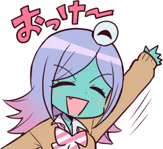 ✋ おっけ～ Аниме, Девушка, Мило, Машет, Мультфильм telegram sticker