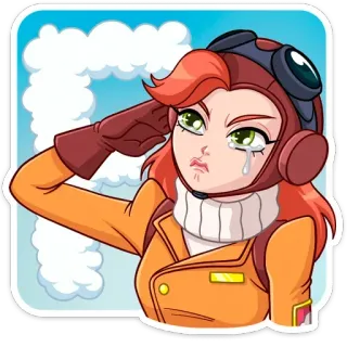 😭 ผู้หญิง, นักบิน, การ์ตูน, ร้องไห้, เครื่องบิน, คำนับ, การบิน telegram sticker