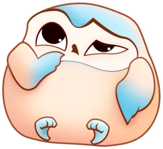 ❓ ptak, słodki, kreskówka, puszysty, zwierzę, kawaii, okrągły telegram sticker