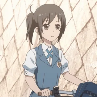 😲 动漫, 女孩, 校服, 自行车, 卡通 whatsapp sticker