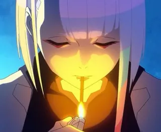 🚬 อนิเมะ, ผู้หญิง, เศร้า, ไซเบอร์พังก์, ลูซี่ telegram sticker