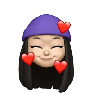 💜 Memoji, Emoji, Coração, Amor, Gorro, Fofo telegram sticker