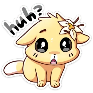🤨 hola? chien, mignon, chiot, dessin animé, fleur, animal telegram sticker