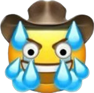 😂 อิโมจิ, คาวบอย, เหงื่อ, หน้า, สติกเกอร์, สีหน้า, หมวก telegram sticker