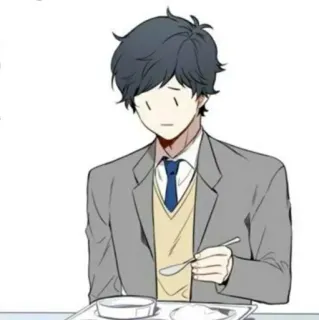 ☹️ Anime, Personaje, Uniforme escolar, Almuerzo, Comiendo telegram sticker