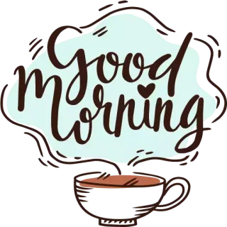 ☕️ Good Morning rano, kawa, filiżanka, powitanie whatsapp sticker