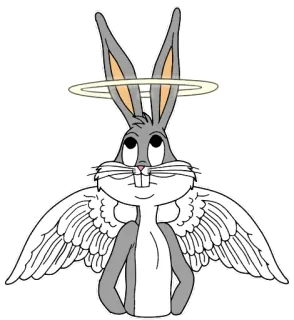 😇 Bugs Bunny Looney Tunes ángel, conejo, dibujos animados, alas, halo telegram sticker