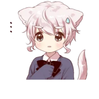 😔 Anime, Katze, Süß, Kawaii, Katzenjunge, Aufkleber whatsapp sticker