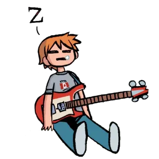 😴 Scott Pilgrim Scott Pilgrim vs. the World scott pilgrim, cartoon, sleeping, tired, guitar, band telegram sticker