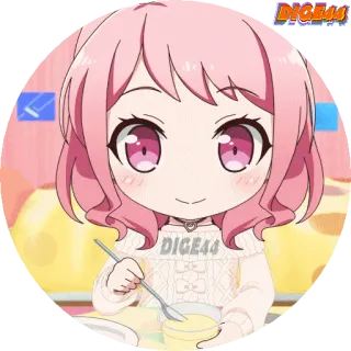 🍮 DIGE44 애니메이션, 귀여운, 치비, 핑크 머리, 만화, 여자 whatsapp sticker