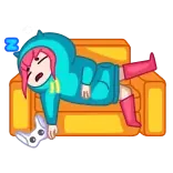 ๐ด tidur, sofa, lelah, lucu, kartun, hoodie telegram sticker