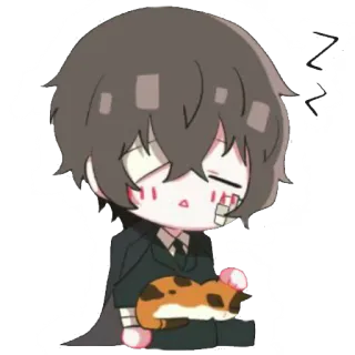 ✨ Anime, Chibi, Gato, Durmiendo, Dibujos animados, Lindo telegram sticker