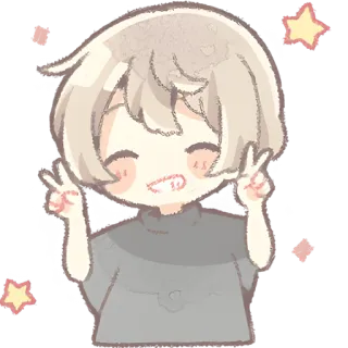 ✌️ สัญลักษณ์สันติภาพ, น่ารัก, อนิเมะ, คาวาอิ, ดาว, สติกเกอร์ telegram sticker