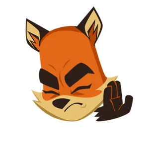 😣 zorro, animal, stop, mano, dibujos animados, expresión telegram sticker