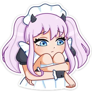 😔 Fille anime, Tenue de soubrette, Cornes de diable, Mignon, Kawaii, Manga, Anime telegram sticker